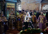 В Неделю 5-ю Великого поста Предстоятель Русской Церкви совершил Литургию в Александро-Свирском монастыре