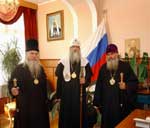 Архиепископ Вениамин, митрополит Андриан и епископ Новосибирский Силуан