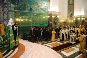 Святейший Патриарх Кирилл совершил всенощное бдение в кафедральном соборе Христа Спасителя в Калининграде