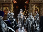 В Великий Понедельник Святейший Патриарх Кирилл совершил Литургию в Высоко-Петровском ставропигиальном монастыре
