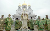 В день памяти преподобного Серафима Саровского Предстоятель Русской Церкви совершил Литургию в Серафимо-Дивеевском монастыре