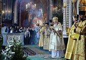 В праздник Рождества Христова Святейший Патриарх Кирилл совершил Божественную литургию в Храме Христа Спасителя в Москве