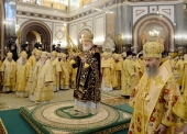 В седьмую годовщину интронизации Святейшего Патриарха Кирилла в Храме Христа Спасителя совершена Божественная литургия