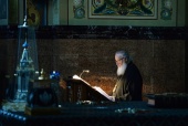 В понедельник первой седмицы Великого поста Святейший Патриарх Кирилл молился за уставным богослужением в Николо-Угрешском ставропигиальном монастыре
