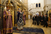 В канун субботы 1-й седмицы Великого поста Святейший Патриарх Кирилл совершил утреню в Зачатьевском ставропигиальном монастыре
