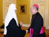 Святейший Патриарх Кирилл встретился с апостольским нунцием архиепископом Иваном Юрковичем, завершающим свое служение в России