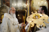 В канун праздника Вознесения Господня Святейший Патриарх Кирилл совершил всенощное бдение в Храме Христа Спасителя г. Москвы