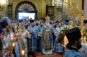 Святейший Патриарх Кирилл совершил вечернее богослужение в Свияжском монастыре