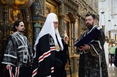В понедельник первой седмицы Великого поста Святейший Патриарх Кирилл молился за уставным богослужением в Зачатьевском ставропигиальном монастыре